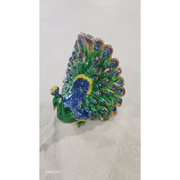 Unbranded Other - Peacock Trinket Box Green Blue, EUC